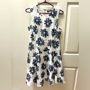 Tommy Hilfiger dress, white with blue flowers, size 6.